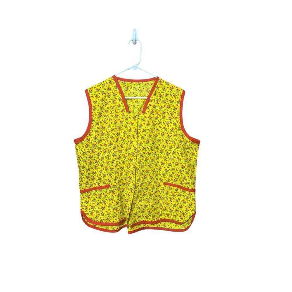 Vintage red and yellow floral smock